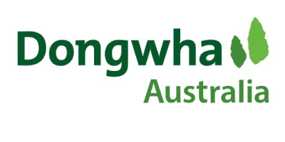Dongwha Australia logo with green text and two small leaves