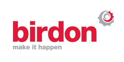 Birdon logo with red text and a great make it happen tagline