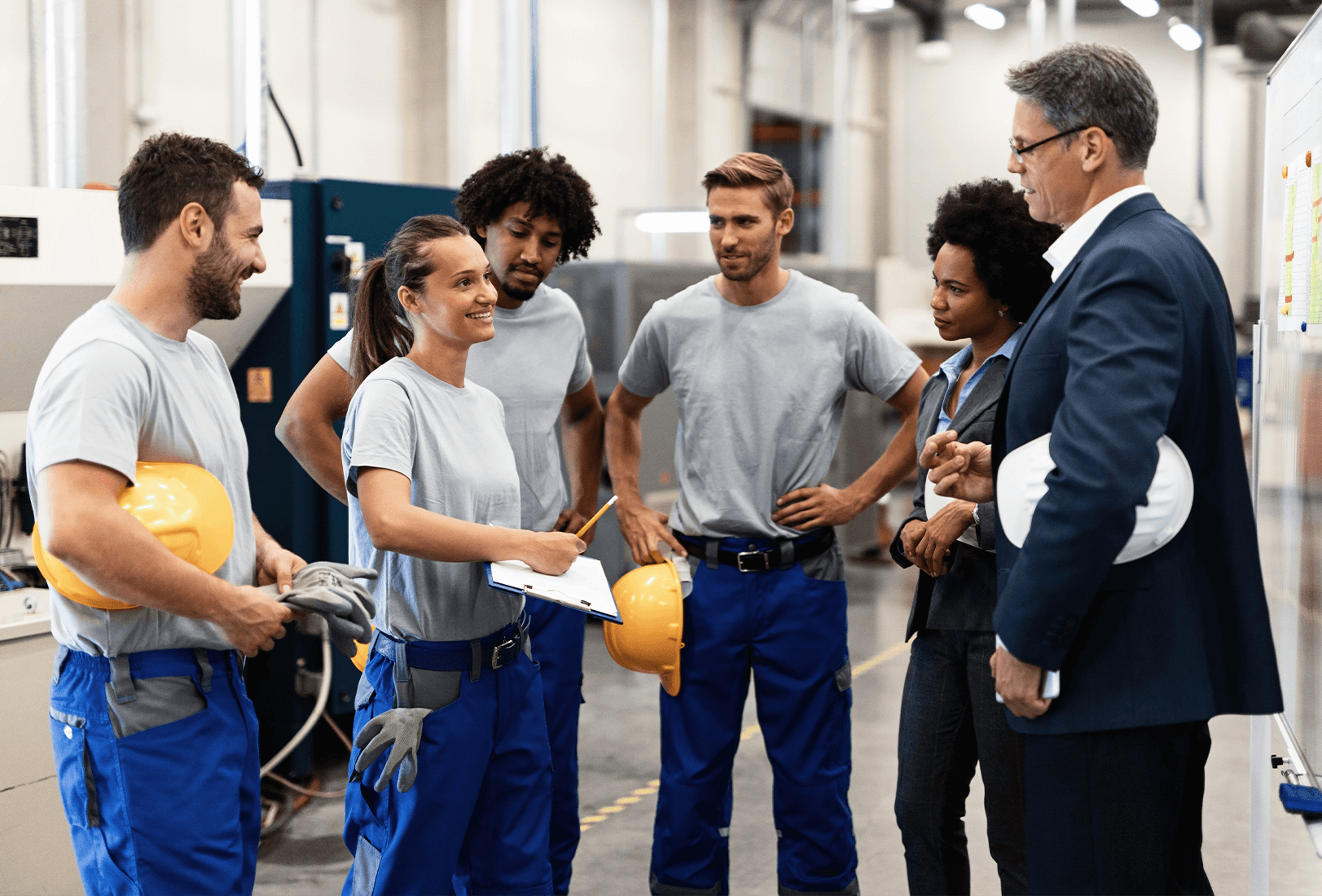 Group of engineers talking