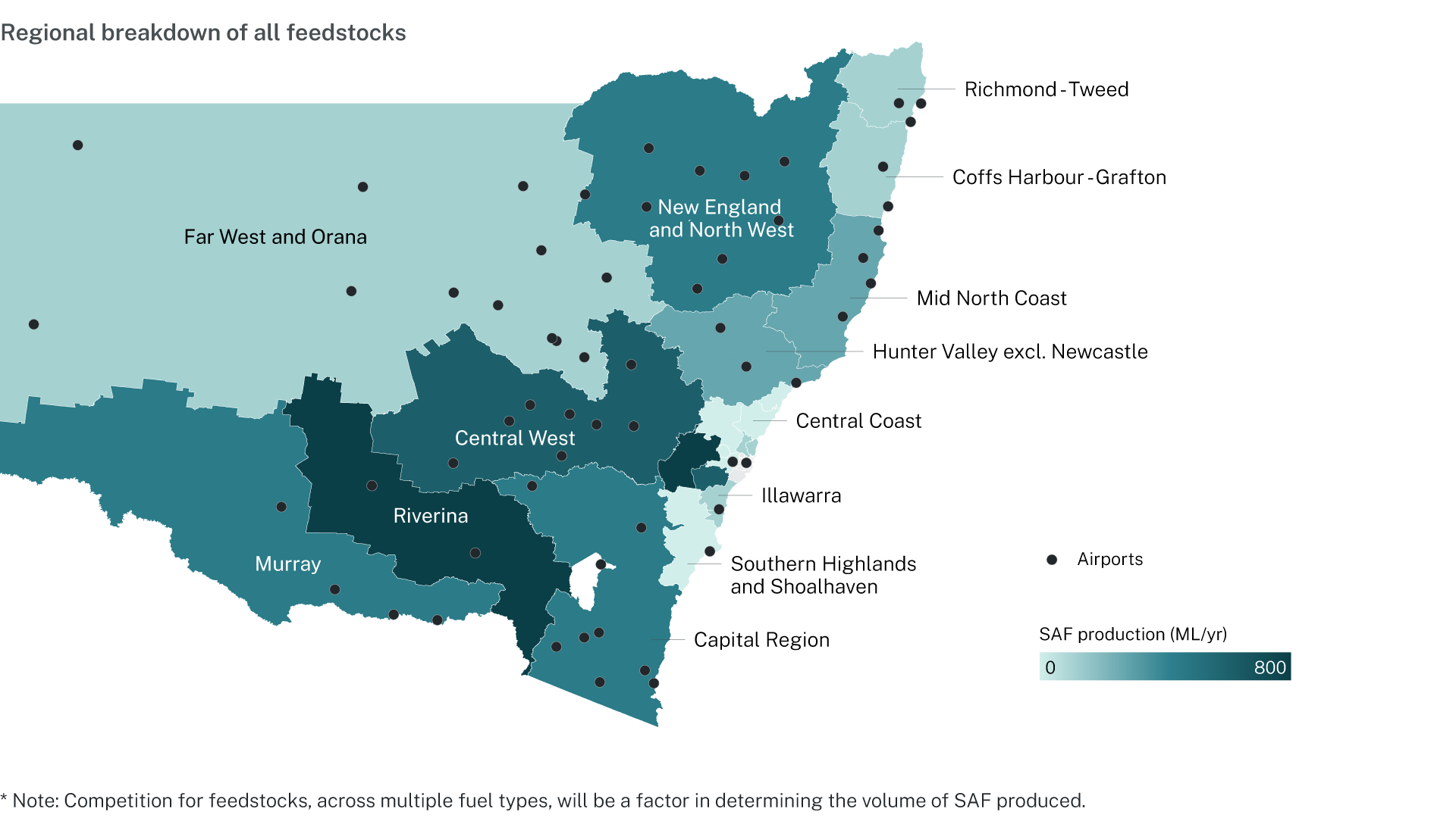 A map of the feedstock density across New South Wales