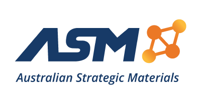 ASM logo with navy text and orange dot and line symbol