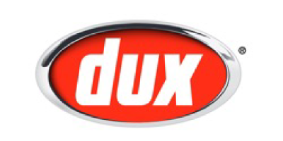 dux logo with a red cirle and white text
