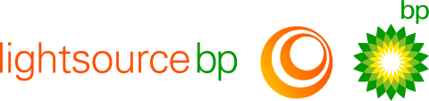 Lightsource bp logo with orange and green text and symbols