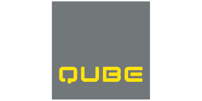 Grey and yellow QUBE logo