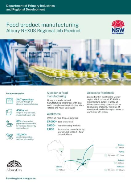 Albury food manufacturing fact sheet
