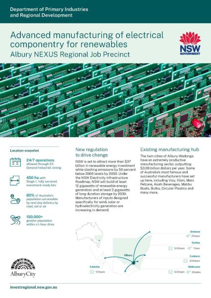 Advanced manufacturing of electrical componentry for renewables fact sheet