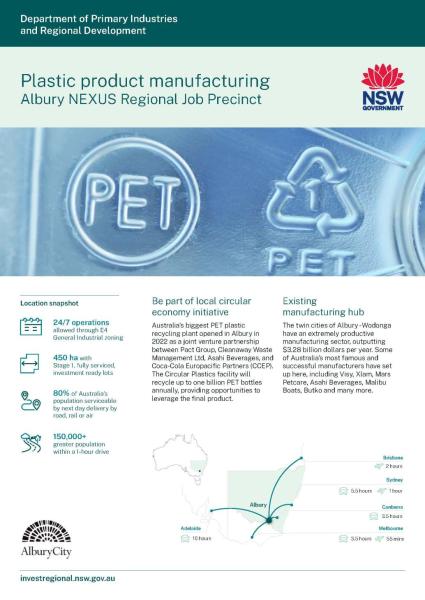Albury plastic manufacturing fact sheet
