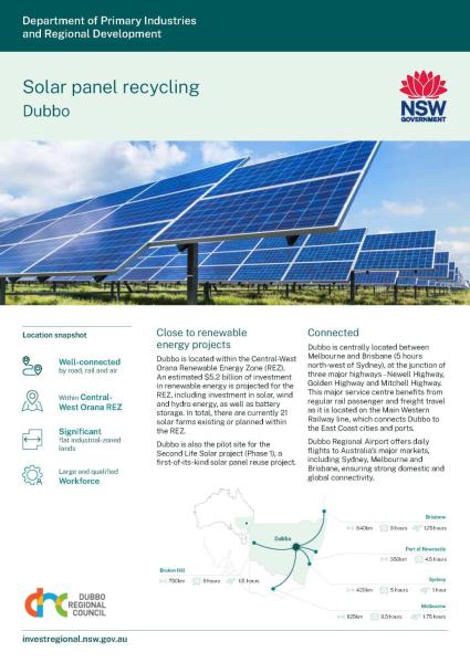 Dubbo solar panel recycling fact sheet